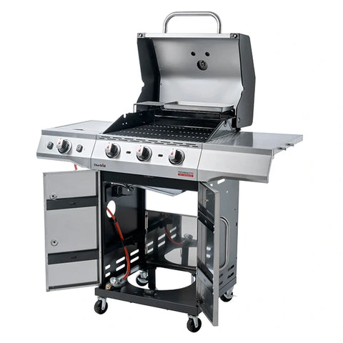 Char Broil Performance Pro 3-Burner+Side Cabinet Style Gas Grill Stainless Steel TRU‑Infrared